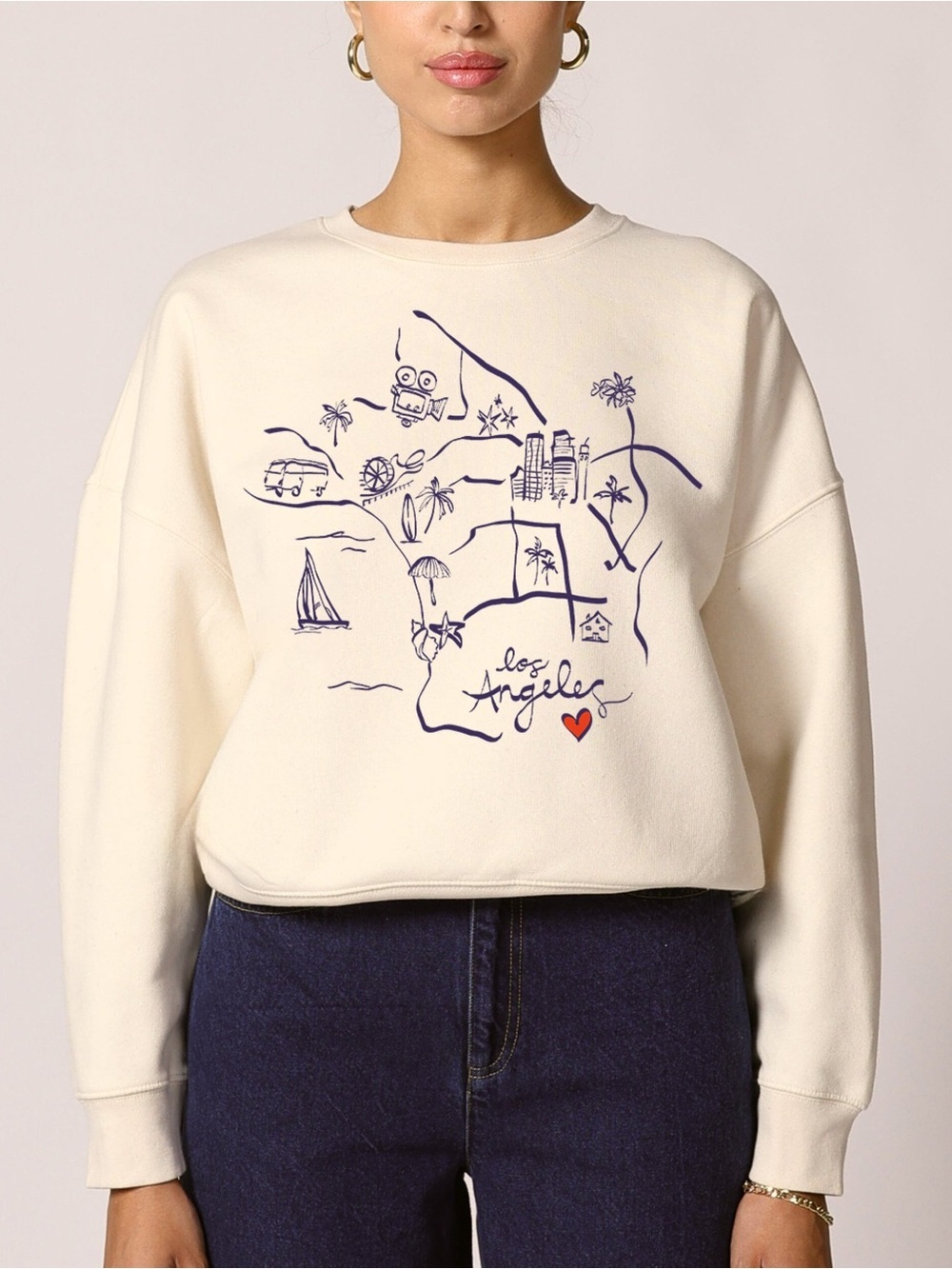 Cleobella Los Angeles Sweatshirt in Cream Size M